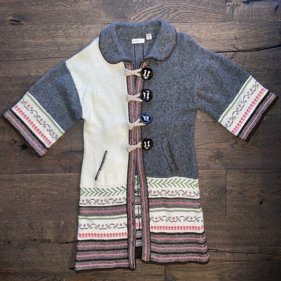 Anthropologie Sleeping On Snow MEDIUM Cardigan Alpaca/Wool Hippie Sweater Coat - Picture 1 of 9